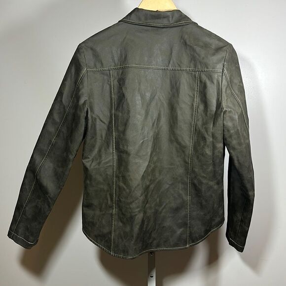 VELVET HEART Women's Vegan Leather Button-Up Shacket Green Size Extra Small - Picture 6 of 8